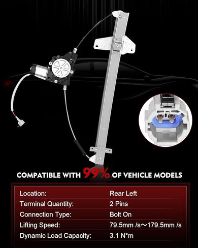 Rear Left Driver Side Power Window Regulator with Motor for:-Nissan Armada Titan 2005 2006 2007 2008 2009 2010 2011 2012 2013 2014 2015, 2 Pins Connector Replace# 827217S000 748-980 82721ZC30A in Saudi Arabia