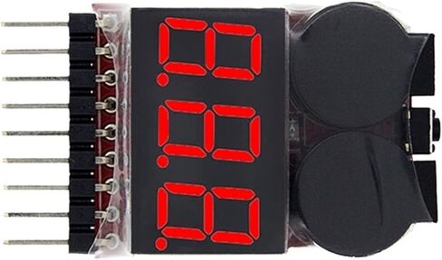 جهاز اختبار جهد بطارية ليبو 1-8S BBX1-8S 2IN1/إنذار صفارة الجهد المنخفض/مدقق جهد البطارية مكبرات صوت مزدوجة (BBX1-8S مع حافظة) in Saudi Arabia