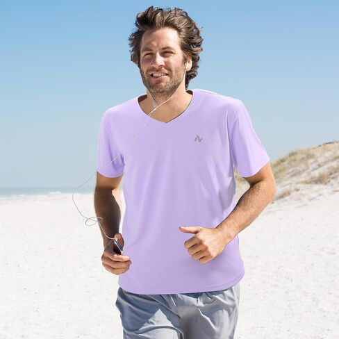 Men's V Neck UPF 50+ UV Sun Protection Short Sleeve T-Shirts Athletic Dry Fit Tee Shirt for Running Workout Gym in Saudi Arabia