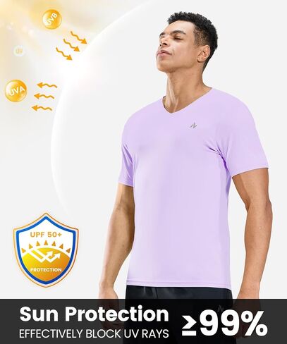 Men's V Neck UPF 50+ UV Sun Protection Short Sleeve T-Shirts Athletic Dry Fit Tee Shirt for Running Workout Gym in Saudi Arabia