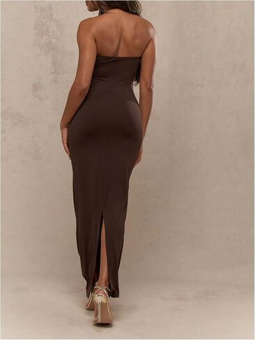 Floerns Women's Strapless Tube Bodycon Dress Bandeau Slit Party Club Maxi Dress in Saudi Arabia