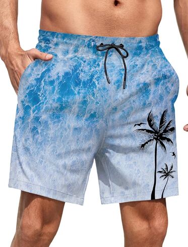 رجال Lzzidou يسبح جذوعها مع شبكات بطانة 5 بوصة سراويل سراويل للاستحمام الجافة السريعة in Kuwait