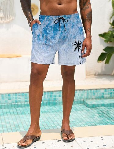 رجال Lzzidou يسبح جذوعها مع شبكات بطانة 5 بوصة سراويل سراويل للاستحمام الجافة السريعة in Kuwait