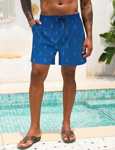 Lzzidou Men Swim Trunks with Mesh Liner 5 Inch Inseam Board Shorts Quick Dry Bathing Suit in Kuwait