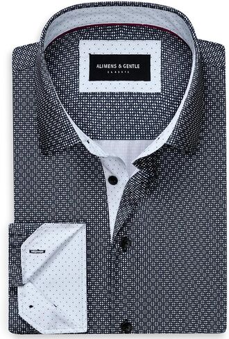 Alimens & Gentle Men's Dress Shirts Wrinkle Free Long Sleeve Shirts Printed Casual Business Button Down Shirt in Saudi Arabia