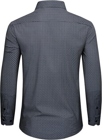Alimens & Gentle Men's Dress Shirts Wrinkle Free Long Sleeve Shirts Printed Casual Business Button Down Shirt in Saudi Arabia