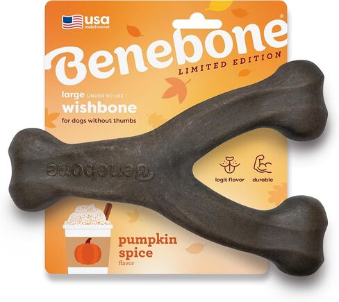 Benebone Pumpkin Spice Wishbone – Limited Edition Flavor, Durable Dog Chew Toy for Aggressive Chewers, Made in USA, Medium in Saudi Arabia