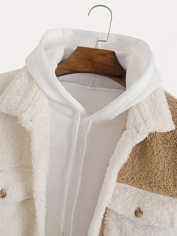 ZAFUL Men's Color Block Single Breasted Corduroy Coat Turn Down Collar Long Sleeve Jacket (4-Light Coffee, M) in Kuwait