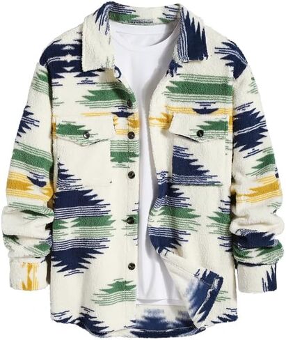 ZAFUL Men's Color Block Single Breasted Corduroy Coat Turn Down Collar Long Sleeve Jacket (4-Light Coffee, M) in Kuwait