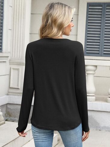 ANRABESS Long Sleeve Shirts for Women Casual Crewneck Basic Tee Tshirts Loose Fit Curved Hem Tunic Top 2025 Fall Outfits in Saudi Arabia