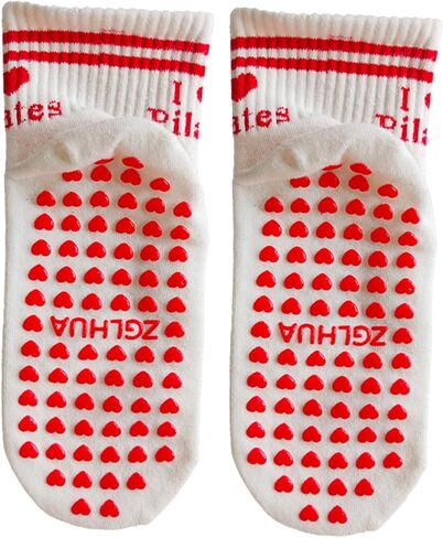 Grip Yoga Socks for Women,Heart-Shaped Non-Slip Grips Pilates Barre Reformer Workout Socks 4Pairs in Saudi Arabia
