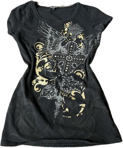 Womens Y2k Graphic Baggy Tees Shirts 2000s Gothic Grunge Emo Tops Fairycore Clothes in Kuwait