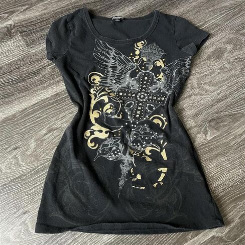 Womens Y2k Graphic Baggy Tees Shirts 2000s Gothic Grunge Emo Tops Fairycore Clothes in Kuwait