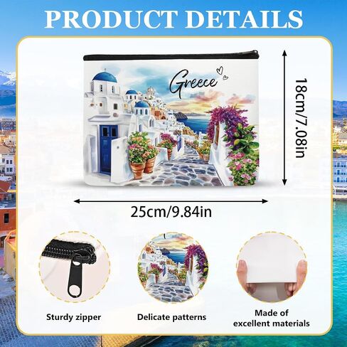 6 Pcs Greece Makeup Bags Gifts for Women, Greece Souvenirs Greek Mythology Gifts Greece Travel Must Haves Watercolor Cosmetic Bag for Girls Wife Best Friend Sister Daughter Coworkers in Kuwait