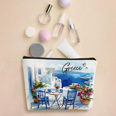 6 Pcs Greece Makeup Bags Gifts for Women, Greece Souvenirs Greek Mythology Gifts Greece Travel Must Haves Watercolor Cosmetic Bag for Girls Wife Best Friend Sister Daughter Coworkers in Kuwait