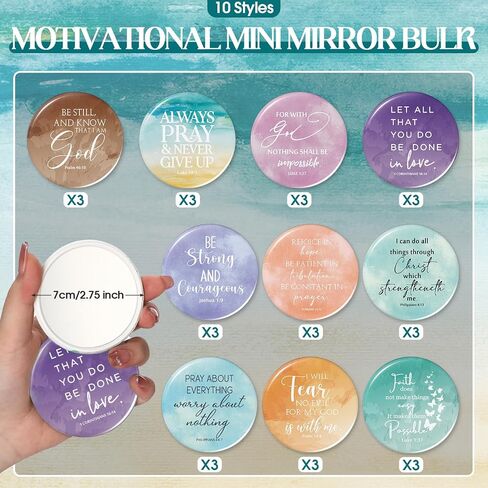 Reginary 30 Set Christian Gifts for Women 30 Religious Canvas Makeup Bags 30 Bible Verse Compact Mirrors Church Gifts for Ladies Group Pastor's Wife Clergy Appreciation(Neutral Colors,Aesthetic Style) in Saudi Arabia