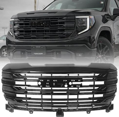 Black Grille Compatible with GMC Sierra 1500 SLE 2022 2023 2024 Hood Mesh Front Bumper Upper Grill 84878061 in Saudi Arabia