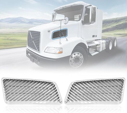Replacement Chrome Side Hood Air Intake Grill Grille for 1998-2015 VNM Semi Trucks Black in Kuwait