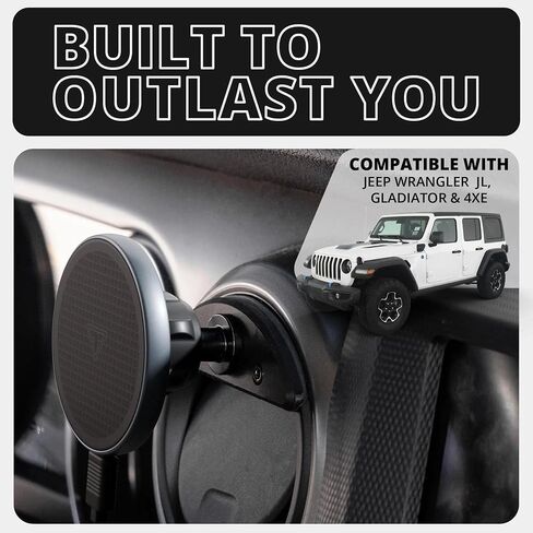 حامل هاتف Tackform Vent متوافق مع 2018 - 2023 Jeep JL وGladiator و4XE | الومنيوم سي ان سي | خالي من الانزلاق، مضاد للخدش | حامل الهاتف المغناطيسي العالمي | الوصول القصير | (غير متوافق مع MAGSAFE) in Kuwait