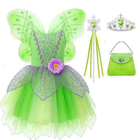 ToLaFio Tinkerbell Costume for Girls Princess Tinker Bell Halloween Costume Kids Dress up Fancy Gown Christmas Birthday Party in Saudi Arabia