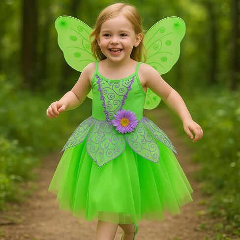 ToLaFio Tinkerbell Costume for Girls Princess Tinker Bell Halloween Costume Kids Dress up Fancy Gown Christmas Birthday Party in Saudi Arabia