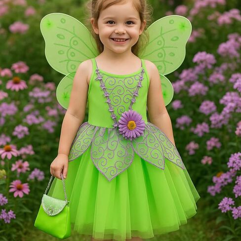 ToLaFio Tinkerbell Costume for Girls Princess Tinker Bell Halloween Costume Kids Dress up Fancy Gown Christmas Birthday Party in Saudi Arabia