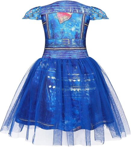 Mal Costume for Girls Cosplay Evie Outfit Villian Kids Princess Halloween Party Dress Up with Wig in Saudi Arabia