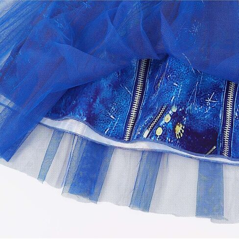 Mal Costume for Girls Cosplay Evie Outfit Villian Kids Princess Halloween Party Dress Up with Wig in Saudi Arabia