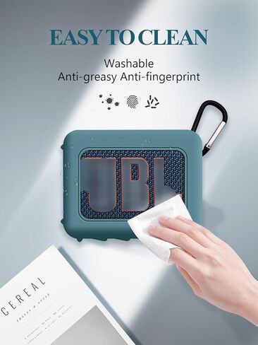 غطاء حافظة لمكبر صوت بلوتوث محمول JBL GO4، غطاء حماية كامل من السيليكون مع غطاء سلسلة مفاتيح، غطاء مكبر صوت بلوتوث محمول مقاوم للصدمات JBL GO4 للنساء والرجال - أزرق فاتح in Saudi Arabia