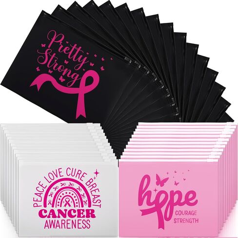 Yexiya 300 Pcs Breast Cancer Awareness Makeup Bags Set, Pink Ribbon Cosmetic Pouches Waterproof EVA Zipper Travel Toiletry Bags Breast Cancer Awareness Accessories Survivor Gifts for Woman and Charity in Saudi Arabia