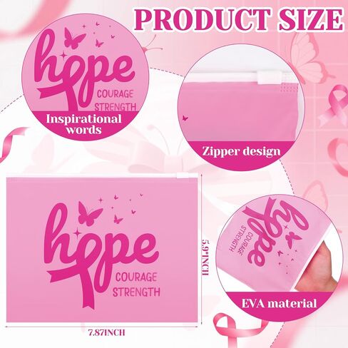 Yexiya 300 Pcs Breast Cancer Awareness Makeup Bags Set, Pink Ribbon Cosmetic Pouches Waterproof EVA Zipper Travel Toiletry Bags Breast Cancer Awareness Accessories Survivor Gifts for Woman and Charity in Saudi Arabia