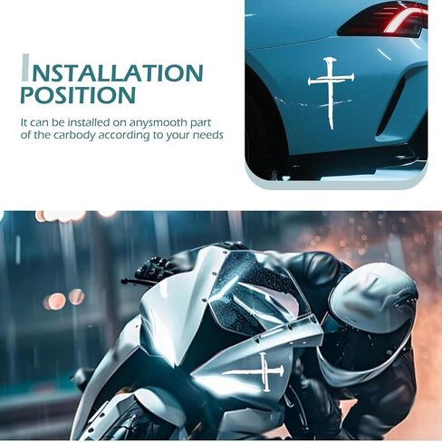 ملصق Cross of Nails، ملصق فينيل مقاوم للماء قابل للإزالة للسيارات والشاحنات والدراجات النارية وأجهزة الكمبيوتر المحمولة وملصق النوافذ (أبيض) in Kuwait