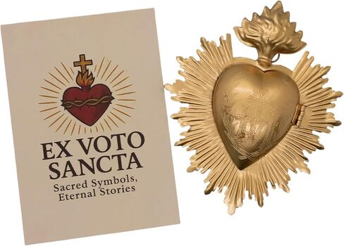 Metal Milagros Heart Wall Ornament | 5" Tall | Mexican Inspired Folk Art Religious Wall Decor | Gold-Tone | Immaculate Heart of Mary Symbol | Catholic Home Decoration (Gold-Tone) in Saudi Arabia