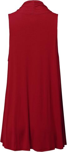 Women's Solid Open Front Draped Neck Sleeveless Vest Cardigan - Made in USA in Kuwait