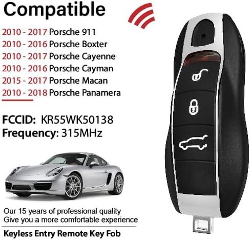 Car Key Fob Remote Keyless Entry Control KR55WK50138 315MHz 3 Button Replacement for 2010-2018 Porsche 911 Boxter Cayenne Cayman Macan Panamera - 2 Pack in Saudi Arabia