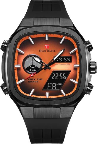 Mens Watches Unique Fashion Casual Watches for Men Analog Digital Luminous Chronograph Multifunctional Sprot Quartz Wrist Watch with Silicone Strap Elegant Gifts for Men in Saudi Arabia