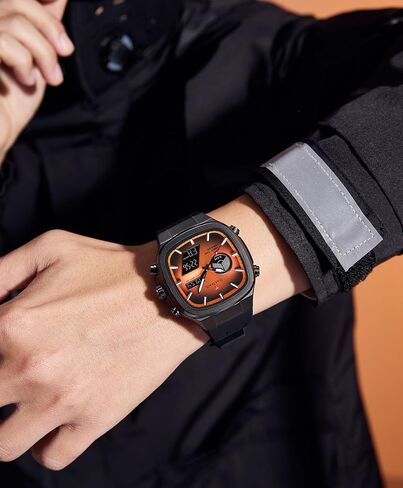 Mens Watches Unique Fashion Casual Watches for Men Analog Digital Luminous Chronograph Multifunctional Sprot Quartz Wrist Watch with Silicone Strap Elegant Gifts for Men in Saudi Arabia