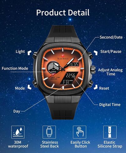 Mens Watches Unique Fashion Casual Watches for Men Analog Digital Luminous Chronograph Multifunctional Sprot Quartz Wrist Watch with Silicone Strap Elegant Gifts for Men in Saudi Arabia