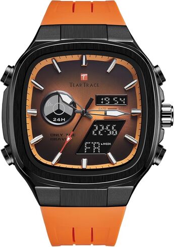 Mens Watches Unique Fashion Casual Watches for Men Analog Digital Luminous Chronograph Multifunctional Sprot Quartz Wrist Watch with Silicone Strap Elegant Gifts for Men in Kuwait