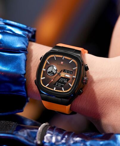 Mens Watches Unique Fashion Casual Watches for Men Analog Digital Luminous Chronograph Multifunctional Sprot Quartz Wrist Watch with Silicone Strap Elegant Gifts for Men in Kuwait