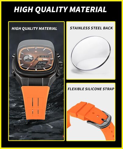 Mens Watches Unique Fashion Casual Watches for Men Analog Digital Luminous Chronograph Multifunctional Sprot Quartz Wrist Watch with Silicone Strap Elegant Gifts for Men in Kuwait