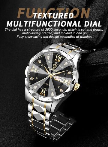 ساعات يد رجالية، ساعات من الفولاذ المقاوم للصدأ للرجال أسبوع/تاريخ تقويم كوارتز ساعة مقاومة للماء للرجال فستان عمل ساعة يد مضيئة للرجال in Kuwait