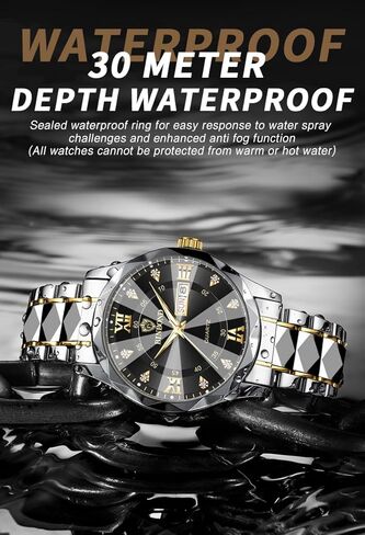 ساعات يد رجالية، ساعات من الفولاذ المقاوم للصدأ للرجال أسبوع/تاريخ تقويم كوارتز ساعة مقاومة للماء للرجال فستان عمل ساعة يد مضيئة للرجال in Kuwait