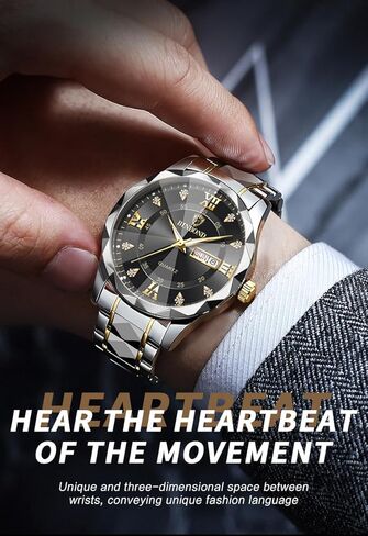 ساعات يد رجالية، ساعات من الفولاذ المقاوم للصدأ للرجال أسبوع/تاريخ تقويم كوارتز ساعة مقاومة للماء للرجال فستان عمل ساعة يد مضيئة للرجال in Kuwait