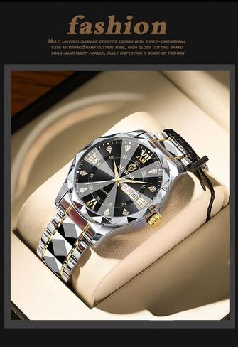 ساعات يد رجالية، ساعات من الفولاذ المقاوم للصدأ للرجال أسبوع/تاريخ تقويم كوارتز ساعة مقاومة للماء للرجال فستان عمل ساعة يد مضيئة للرجال in Kuwait