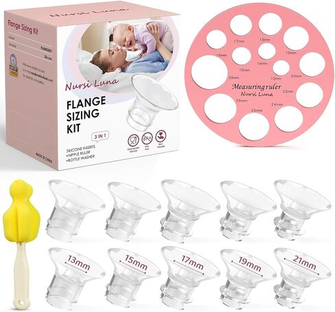 Flange Insert 17mm for 24mm Flange/Shield of Most Pumps, Flange Sizing Kit with Storage Box, Silicone Breast Pump Flange Insert, Cleaning Brush, Pumping Breastfeeding Essentials, 4PCS 17mm in Saudi Arabia