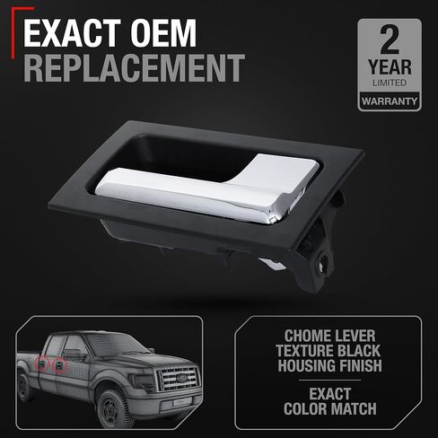 مقبض باب الركاب الأمامي/الخلفي الداخلي T1A - متوافق مع 2009-2014 Ford F-150، 09-14 Ford Lobo، 10-14 Lincoln Mark LT - كروم، أسود - OEM CL3Z-1522600-EA، CL3Z1522600FA، 90825، FO1353152 in Kuwait