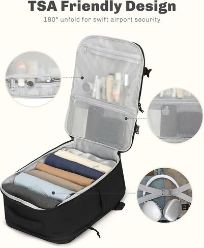 Hynes Eagle Travel Backpack for Women Puffer Flight Approved Carry On Backpack 17 inch Laptop Personal Item Weekender Bag 30L Black in Kuwait