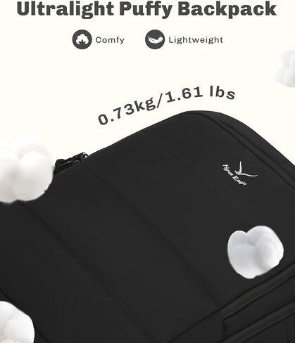 Hynes Eagle Travel Backpack for Women Puffer Flight Approved Carry On Backpack 17 inch Laptop Personal Item Weekender Bag 30L Black in Kuwait