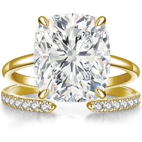 3CT/5CT وسادة ممدودة خاتم الخطوبة مجموعة للنساء ، وعد الزفاف ، فرقة الزركونيا المكعبة ، الذهب الأبيض المطلي بالذهول القابلة للتكديس نصف الخليج المفتوح ، الحجم 5-9 in Kuwait